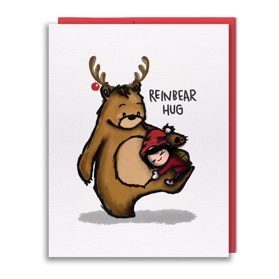 HOL004 - Reinbear Hug Greeting Card